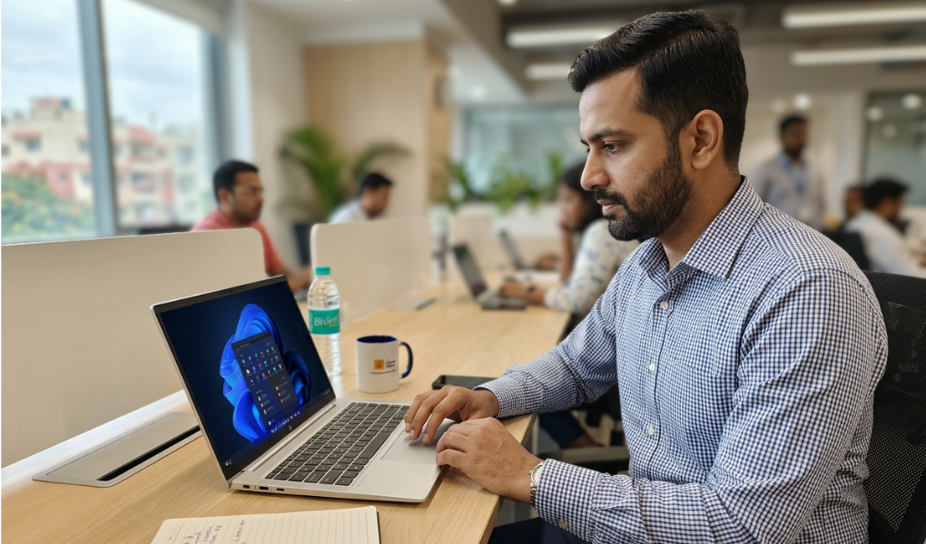 Profesional trabajando con un portátil HP